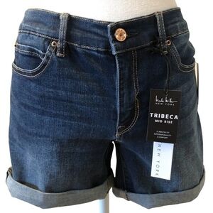 NICOLE MILLER NY Tribeca Mid Rise Denim Shorts Dark Blue Size 6 NWT